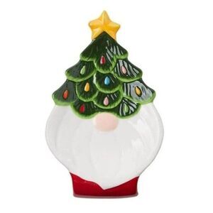 Santa Gnome Spoon Rest Christmas Holiday Festive Tree Hat Star Stoneware NEW